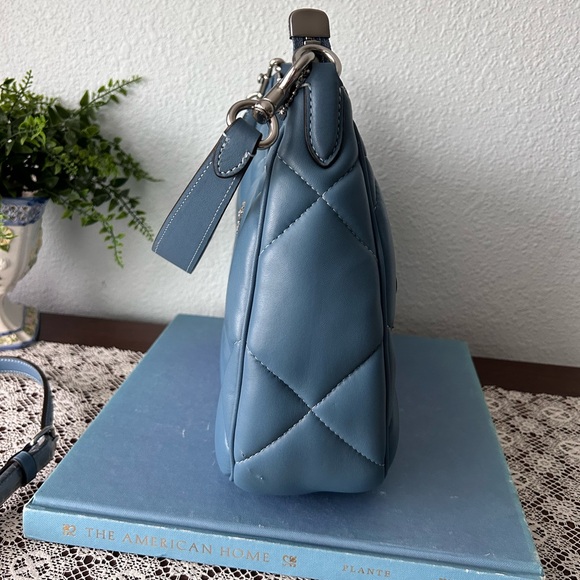 Coach Teri Diamond Quilted Hobo Silver Light Mist - Picture 10 of 14